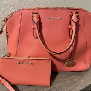Michael Kors Coral Satchel and Wallet Set